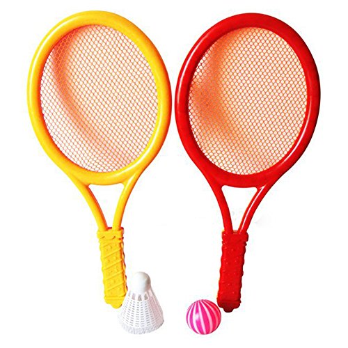 Lanlan Plastic Rackets Set Tennis Racquets Battledores with Tennis and Badminton Children Sports Toy Random Color