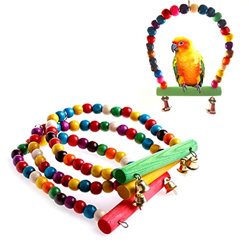 Stebcece Swing Parrot Bird Rope Harness Hammock Hanging Toys Parakeet Cockatiel Colorful