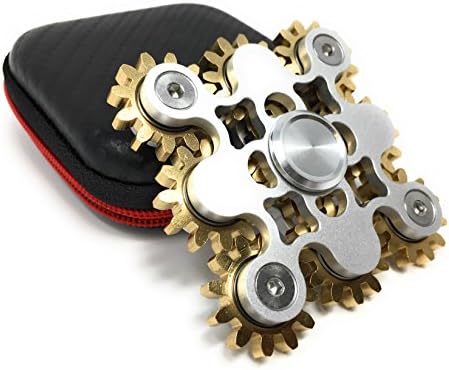 SKORPION Premium Quality Multi-Gear 9 Gear Fidget Spinner, Heavy Brass &amp; Silver