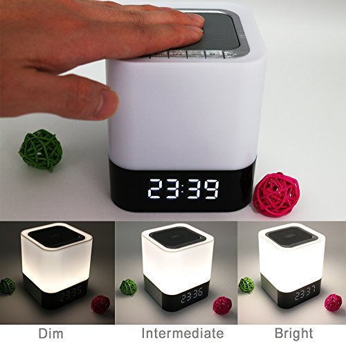 i-Tentek Portable Bluetooth Speaker + Music Reactive Multi-Color Touch Sensor Night Light Lamp, with LED Display, Alarm Clock, Micro SD Card & USB & AUX Slots for Smart Phone, MP3, iPad and Tablet - Image 3