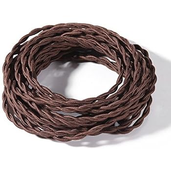 FadimiKoo Electrical Cord 28Ft Brown Round Cotton Cloth Cord, 18/2 Electrical Antique Wire For Vintage Bulb, Pendant Light And Other Industrial Antique DIY Projects, UL Listed