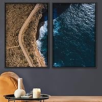 2 Piece Framed Canvas Wall Art Coastal Scenery Canvas Prints Home Artwork Decoration for Living Room,Bedroom - 16