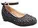 Olivia K Girl's Low Wedge Heel Ankle Strap Sparkly Rhinestone Shoes (Toddler/Little Girl)