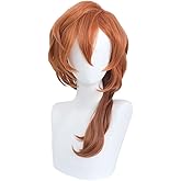 Wiggy Mermaid Short Orange Wig for Cosplay Costume Male Men Anime Layered Fluffy Character Costume Wig Heat Resistant Halloween Party Wig + Wig Cap (Orange)