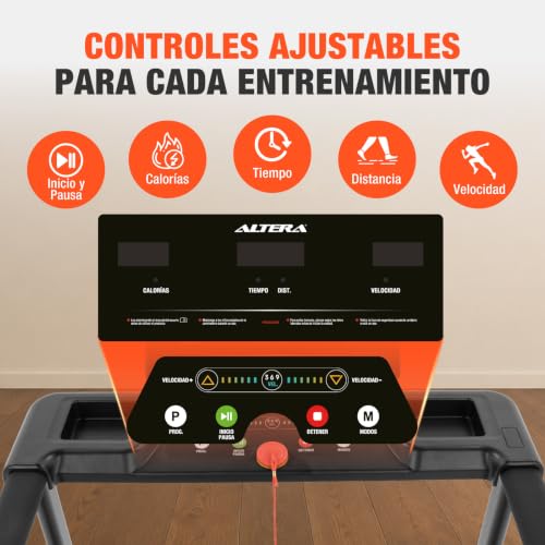 Altera Road - Caminadora Eléctrica con Bluetooth 2.75 HP | Negro, 120 kg, Velocidad 1-10 km/h, Bluetooth, Inclinación Manual 2 Niveles, Banda 104 x 38 cm, Compatible con Apps Fitness