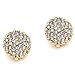 GemGem Jewelry Gold Plated Pave Crystal Round Clip On Earrings(14 mm,18 mm)