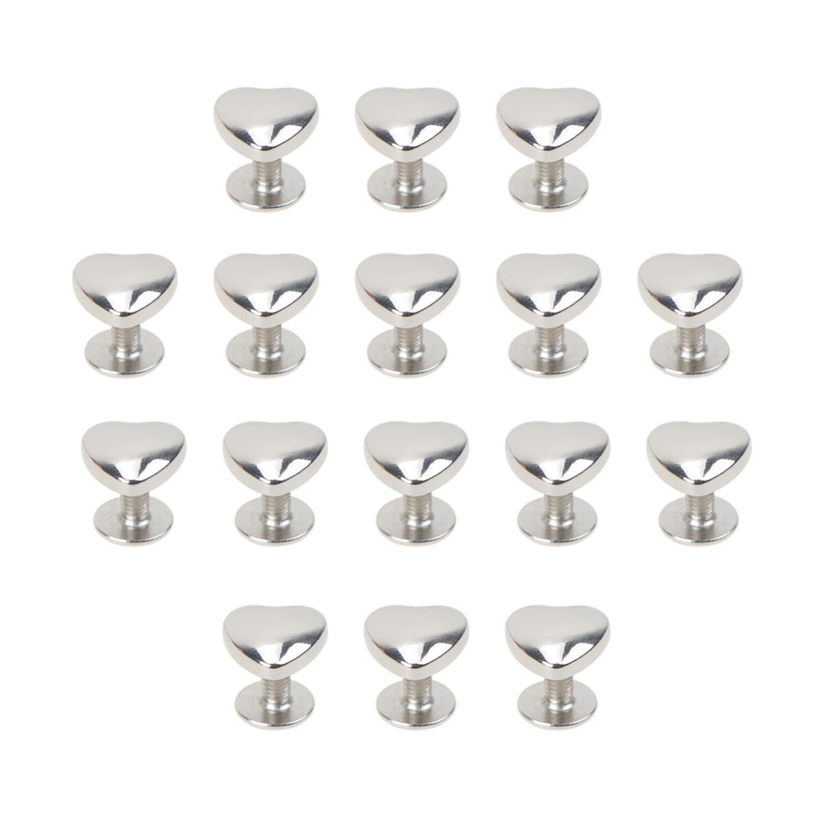 ULDIGI 20Pcs Heart Fine Metal Rapid Rivets with Screw Base for Leathercraft Decorative Accessories for Silver Tone