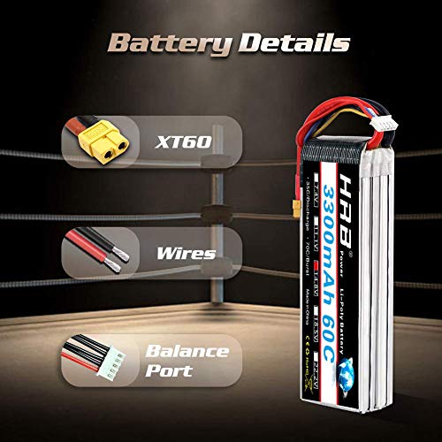HRB 2PCS 4S 3300mAh 14,8 V Lipo RC Akku 60C Pack mit XT60 / EC3 / Deans / Traxxas Stecker für RC Flugzeug Hubschrauber… – Bild 4