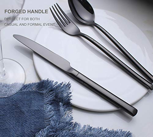 image for OMGard Premium Black Dinner Knife Sets 6 Piece Carbon Stainless Steel 