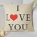 Anickal Set of 2 Valentines Pillow Covers 18x18 for Valentines Day Decorations I Love You Love You More Quote Decorative Throw Pillow Covers Cotton Linen Cusion Cover for Home Farmhouse Decor