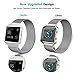 Hagibis Fitbit Blaze Band with New Metal Frame Milanese Loop Stainless Steel Bracelet Strap Magnet Lock Band for Fitbit Blaze Smart Watch-Small Large Black Sliver Rose Gold (Sliver, Small)
