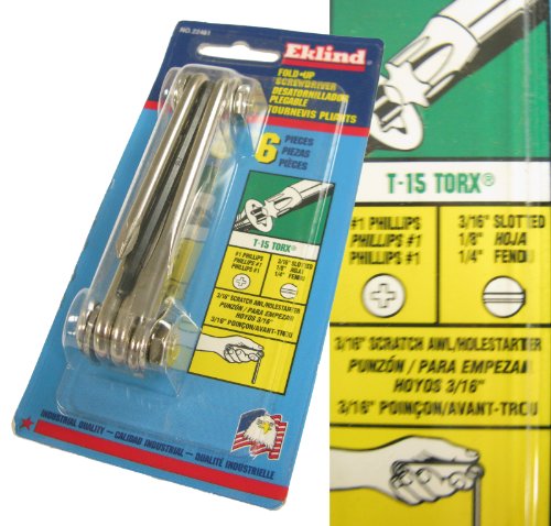 Click Here to See More Images Eklind EKL22461 6 Piece Foldup Screwdriver/Hex Key/Torx Set NOS USA