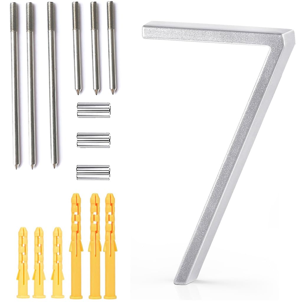 Photo 1 of Premium 5" Floating Zinc Alloy House Numbers - Gold & Silver Starry Shine Finish, 304 Stainless Steel Screws, Long & Short Options, Unique Floating Shadow Design(Silver Galaxy-Number 7)
