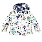 HOTOUCH Kids Girls Waterproof Hooded Jacket Printed Windproof RainCoat Outwear