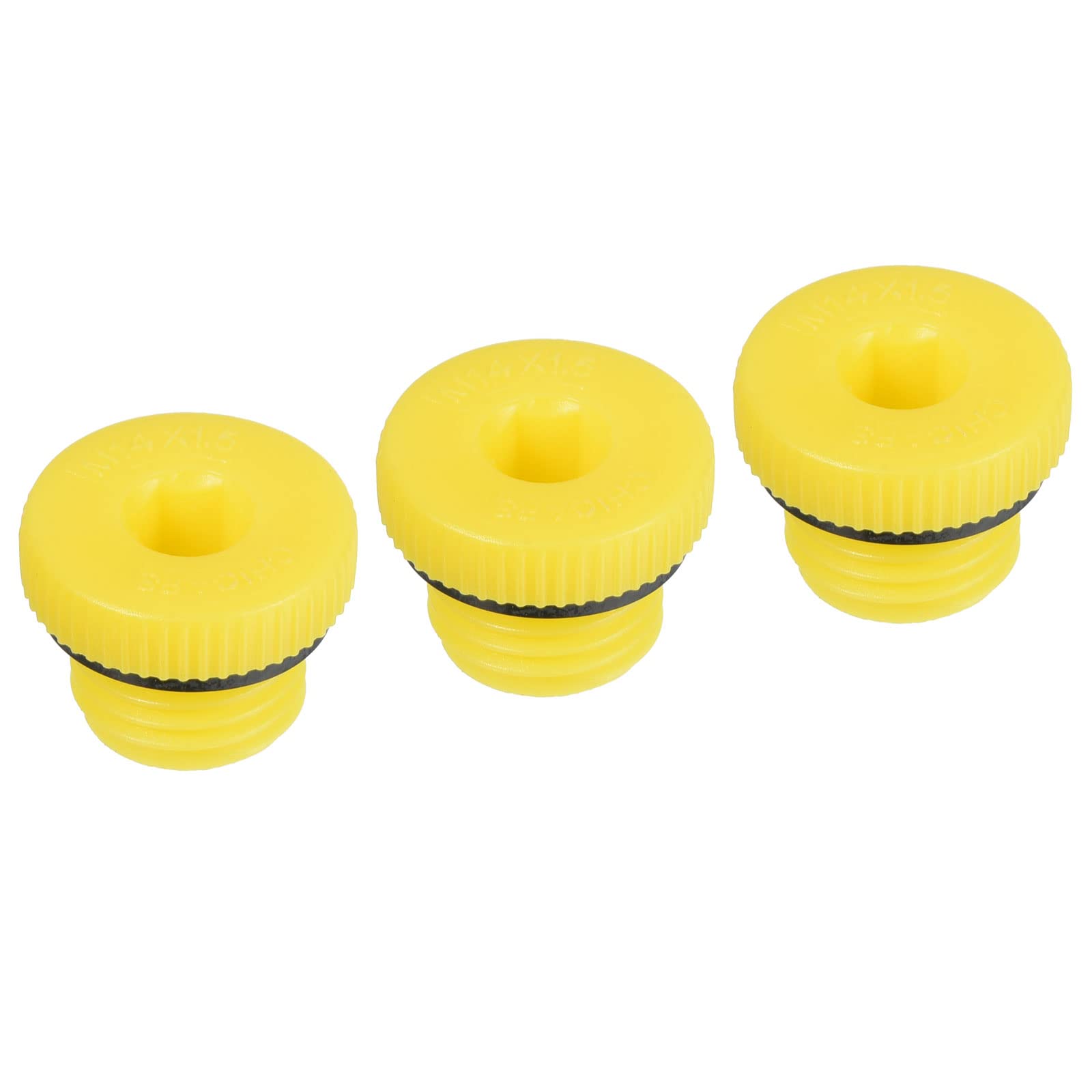 PATIKIL Hold Plugs M14x1.5, 3 Pack PP Plastic Male Threaded Hex Socket Sealing Screw End Cap, Yellow