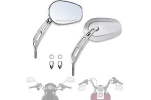 FOVPLUE Handlebar Mount Mirrors,Left & Right Side Rearview mirrors for 1982-2025 Harley Models,for CVO Dyna Electra Glide Road Glide Road King Softail Street Glide Sportster 1200 883,Chrome