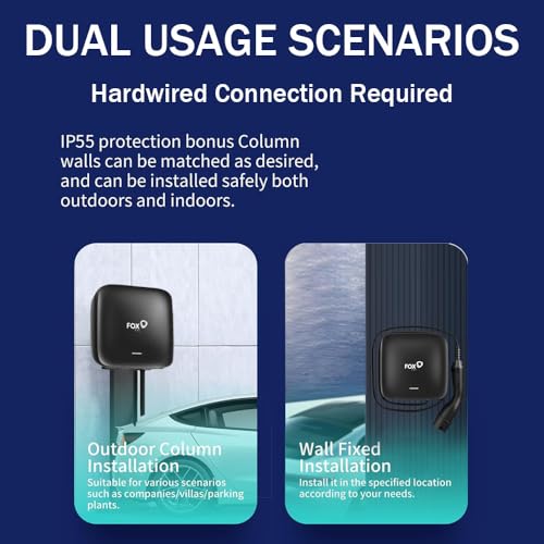 FoxESS Wallbox Type 2 7.3 kW Single Phase 230 V, Adjustable Charging Current 6-32 A, App Control via Wi-Fi, Degree of Protection IP55 & IK08, Dynamic Load Management