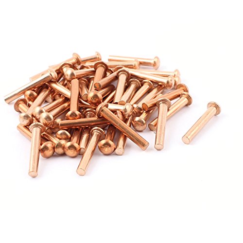 uxcell 50 Pcs 5/32 inches x 1 inches Round Head Copper Solid Rivets Fasteners