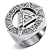 ELFASIO Men Stainless Steel Rings Viking Valknut Scandinavn Odin Symbol Norse Ring Jewelry Size 7