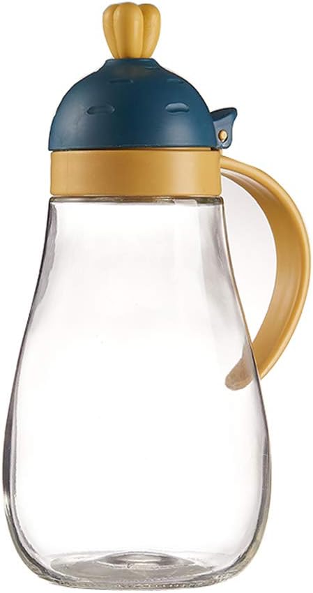 HARLIANGXY Oil Dispenser,Olive Oil Glass Bottle,Vinegar Dispenser,500ML Leakproof Condiment Container with Cap,Non-Drip Spout,Non-Slip Handle for Kitchen Cooking Dark Blue