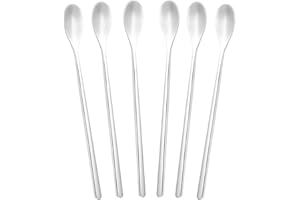 BIDPONDS 6.2 Inch Silver Stainless Steel 304# Coffee Stirrers Spoons,Ice Tea Spoons Drink Stir Sticks Spoon,Beverage Cocktail Stirrers Stir,Cocktail Drink Swizzle Stick,Set of 6
