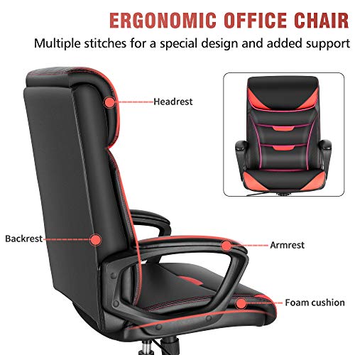 ELABEST Executive Office Chair, Ergonomic Leather Desk Chair, Soft Sponge Cushion, Lumbar Support, Padded Armrest… - Image 3