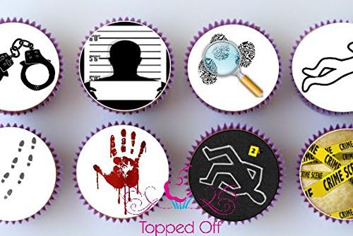 24 Fondant Icing Pre Cut Crime Scene Murder Mystery Themed Round