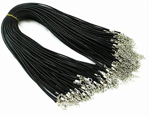 Haoyigou Black 2.0mm 20PCS Braided Leather Snake Necklace Beading Cord String pe Chain Rope Clasp 22''