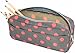Blue Monaco Cute Pencil Case for Girls - Pen Pouch - Makeup Bag - Gray with Pink Polka Dots - 8 Inch By 4 Inch