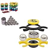 Fidget-5 DIY Parts Pack - 14 Plastic Body Frame Shells, 14 Center Button Cap Covers, 5 Stainless Steel 608 Bearings, 15 Metallic Chrome Weight Balls - Make Your Own 5 Custom Color Spinners Build Kit