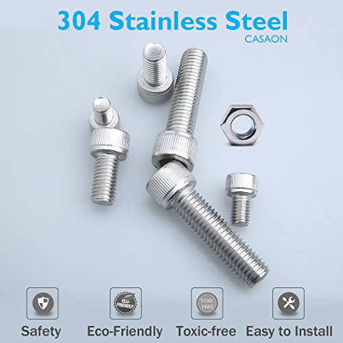 440pcs M3 M4 M5 304 Stainless Steel Precise Metric Allen Hex Head Cap Self Tapping Screws and Nuts Handy Assortment Kit with Box, Round Flat Socket Bolts and Nuts Set - Thumbnail 2