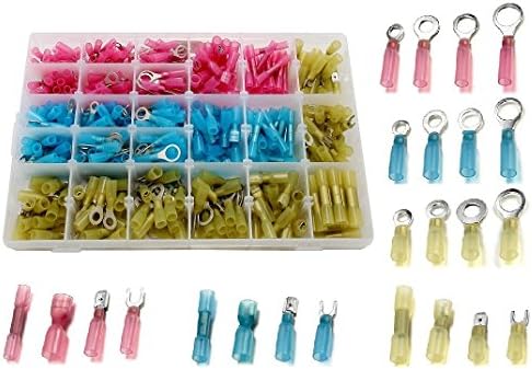 YIYATOO 480pcs Insulated Electrical Heat Shrink Wire Connectors - Electrical Terminals Kit - Marine Automotive Crimp Connector Assortment - Ring Fork Hook Spade Butt Splices