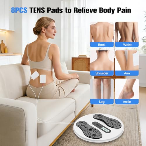 Circulation Stimulator for Feet and Legs, EMS Foot Massager with 8 TENS Pads, 12 Modes and 20 Intensity Levels, Electric Foot Massager Relieves Neuropathies and Circulation