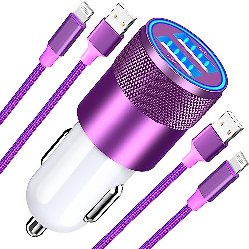 Photo 1 of ?MFi Certified?iPhone Fast Car Charger, Braveridge 4.8A Dual USB Car Power Adapter USB Car Charger Cigarette Lighter + 2Pack Lightning to USB Braided Cable for iPhone 14 13 12 11 Pro/XS/XR/Mini/X/iPad