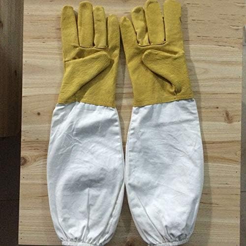 WATERMELON Gardening Long Sheepskin Beekeeping Gloves Protective Gloves High Temperature Durable Beekeeping Tools Prevent Bee Stings (Color : 02)