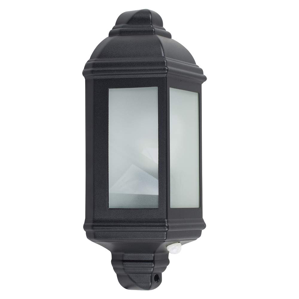 MiniSun | Traditional Black Aluminium PIR Motion Sensor Wall Lantern | Outdoor Wall Lights, Home Décor & Improvement Essential | Mains Wired