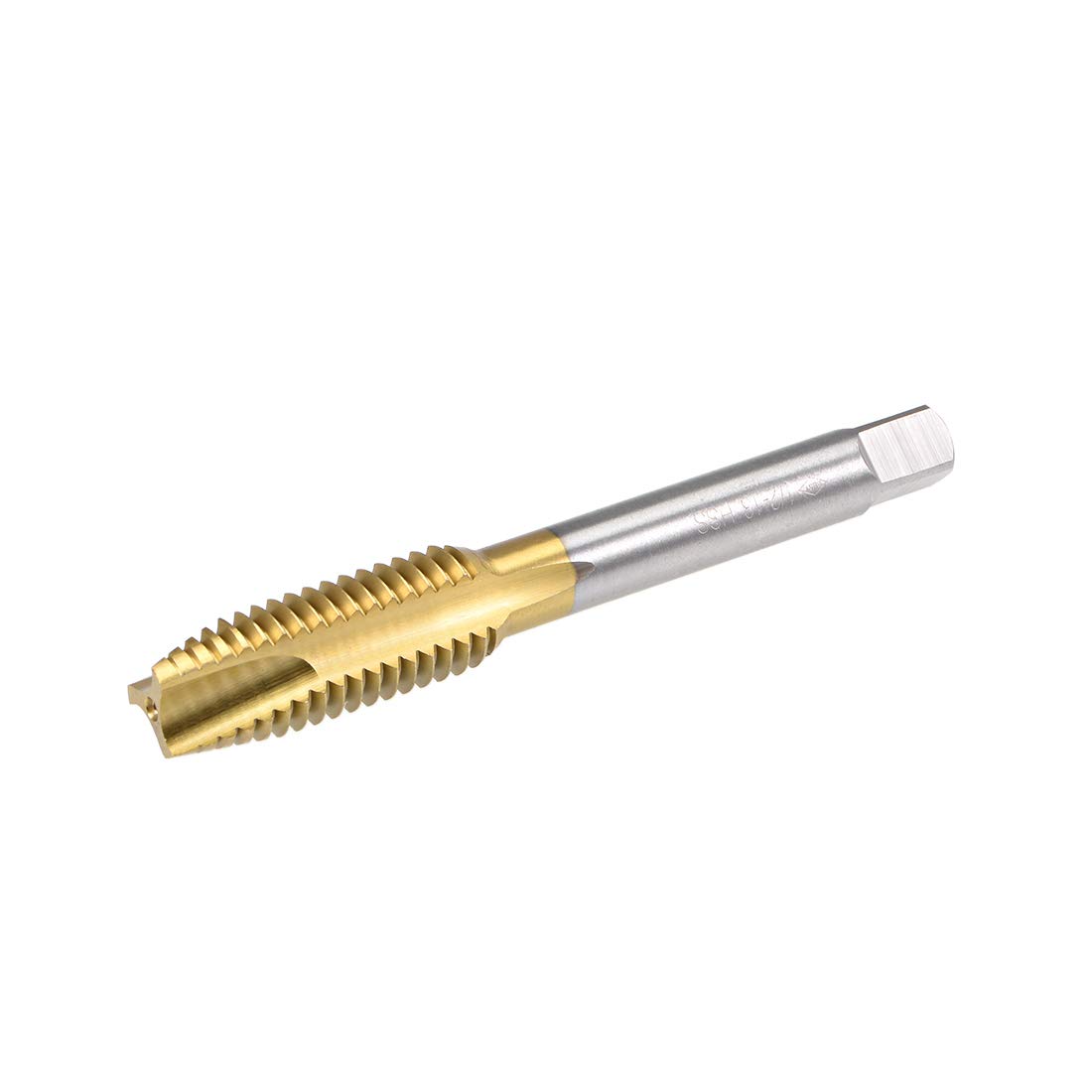sourcing map Spiral Point Plug Threading Tap UNC 1/2-13 Thread, Ground Threads H2 3 Flutes, High Speed Steel HSS 6542, Titanium Coated, Round Shank with Square End