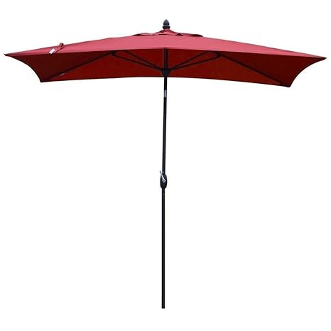 SORARA Sonnenschirm Parasol | Rot | 300 x 200 cm (3 x 2 m) | Rechteckig Porto | Polyester 180 g/m² (UV 50+)| Kurbel & Pendel 