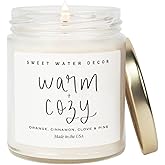 Sweet Water Decor Warm and Cozy Candle - Pine Cinnamon & Fir Winter Scented Soy Candles for Home | 9oz Clear Jar, 40 Hour Burn Time, Made in The USA