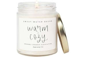 Sweet Water Decor Warm and Cozy Candle - Pine Cinnamon & Fir Winter Scented Soy Candles for Home | 9oz Clear Jar, 40 Hour Burn Time, Made in The USA