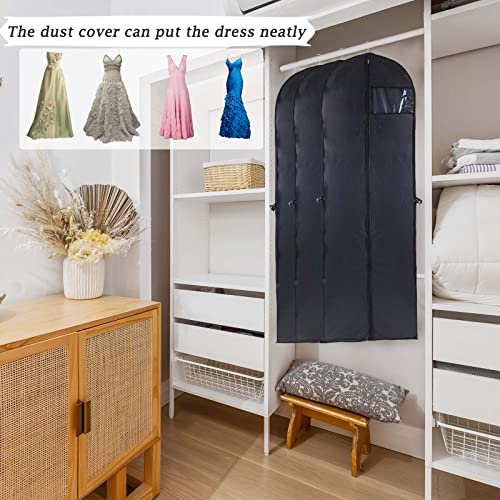 Niviy Dress Bag Covers Long 60 x 180cm, Dust-proof Dress Bag Moth Proof Garment Bag Anti-Moth Protector Folding Long Coat Covers with Pocket and Handle,Pack of 1 (Black)