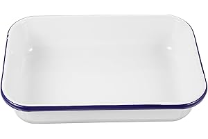 LIFKICH Enamel Baking Pans for Oven with Wear-Resistant Surface, Multifunctional White Storage Pan