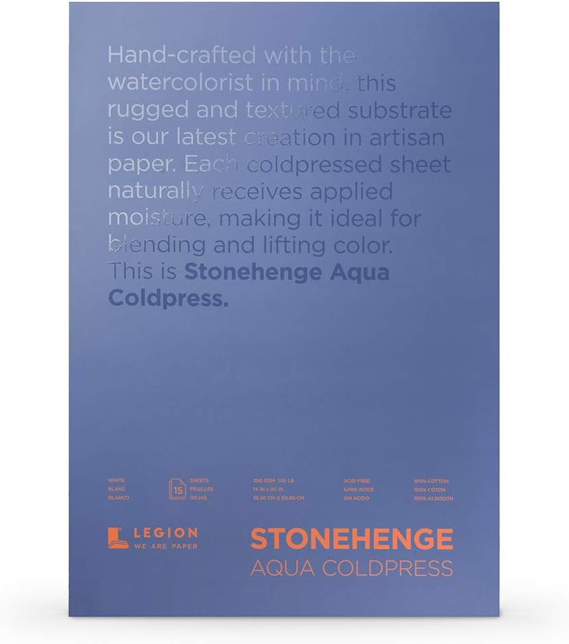 Stonehenge AquaWhite Medium Weight Block, 140lb, Coldpress, 15 Sheets for Wet and Dry Media (14X20)