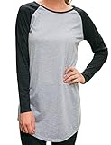 Allegrace Women Round Neck Long Sleeve T-shirt Blouse Casual Tops Long Tee Shirts