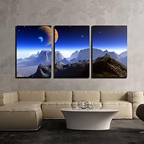 3 Piece Canvas Wall Art - Fantasy Landscape - Modern Home Art Stretched and Framed Ready to Hang - 16"x24"x3 Panels