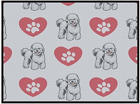 Bichon Frise Dog Heart Paws Kitchen Door Pet Welcome Floor Mat Dagenton