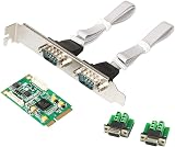 Wresetly Mini PCIe 2 Port RS422 RS485 Serial DB9 Half Size I/O Card 17V352 view 1