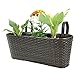 Pacific E-Commerce Hanging Planter for Indoor and Outdoor Use ​|​ Elegant Rectangular Plastic Resin Wicker ​Hanging Basket for Flowers ​and Plant Holder with Hook (Brown) ​- ​17