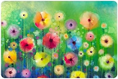 Custom Colorful Flowers Painting Doormat Entrance Mat Floor Mat Rug Mats Rubber Non Slip 23.6"(L) x 15.7"(W)