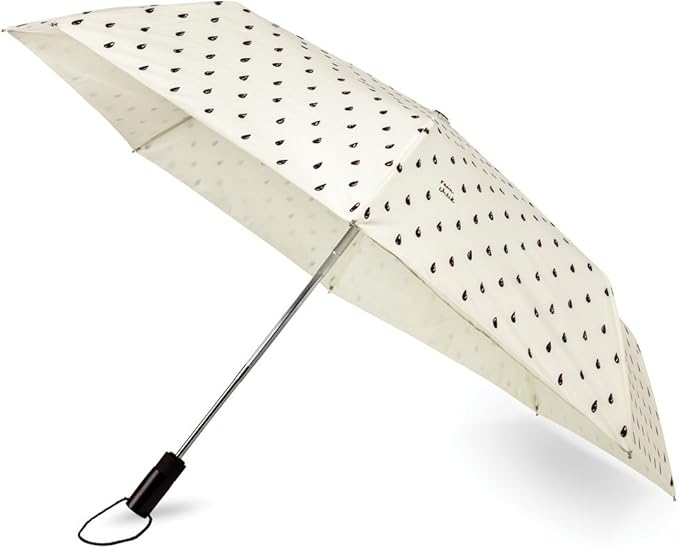 Kate Spade New York Women's Raindrop Travel Umbrella, Black/White, One